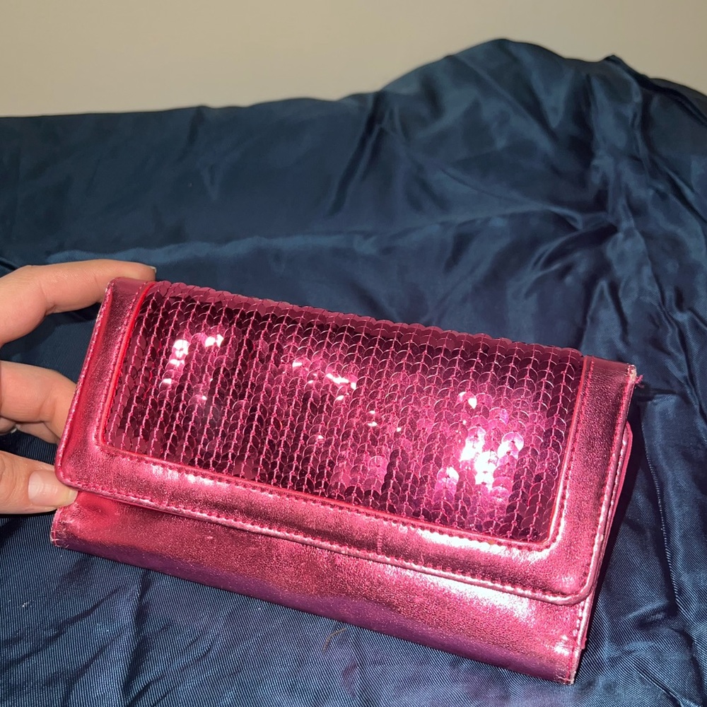 Pink sequin wallet